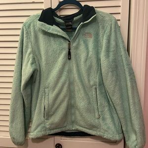 Mint Green Fuzzy Northface Jacket